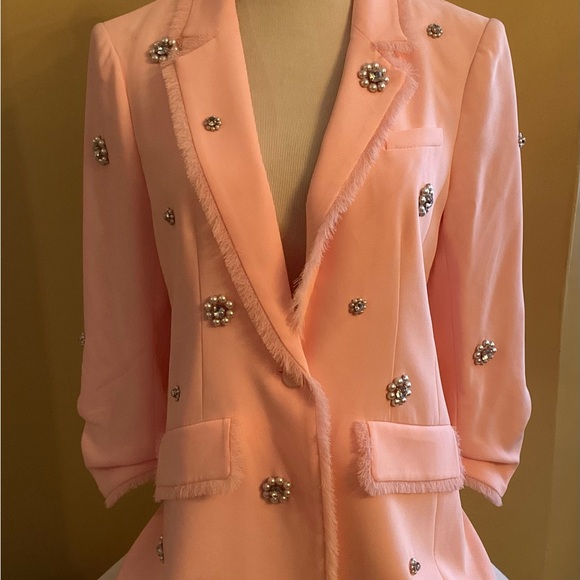 Cinq à Sept Pink Embellished Blazer - Picture 2 of 10